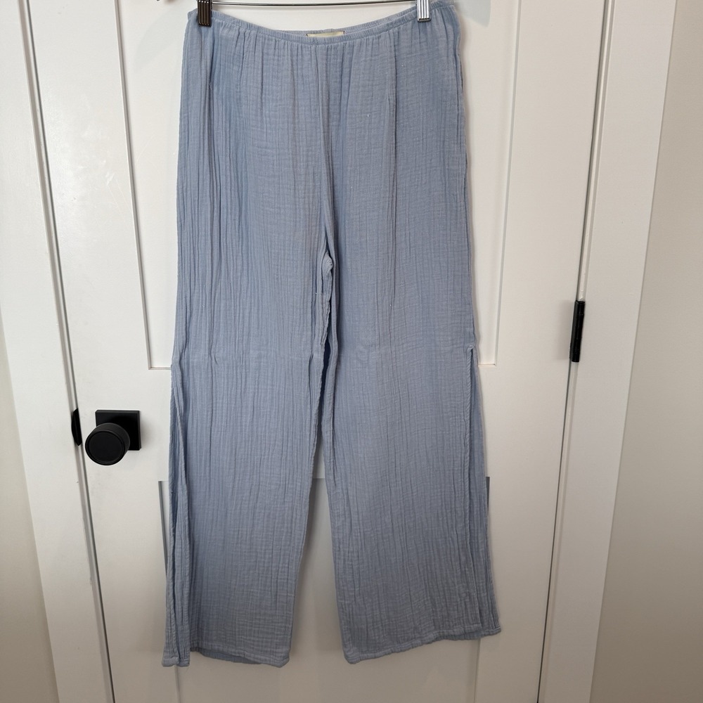 STARK X Light Blue Pull On Gauze Cotton Casual Pants Size Med Cottagecore Boho